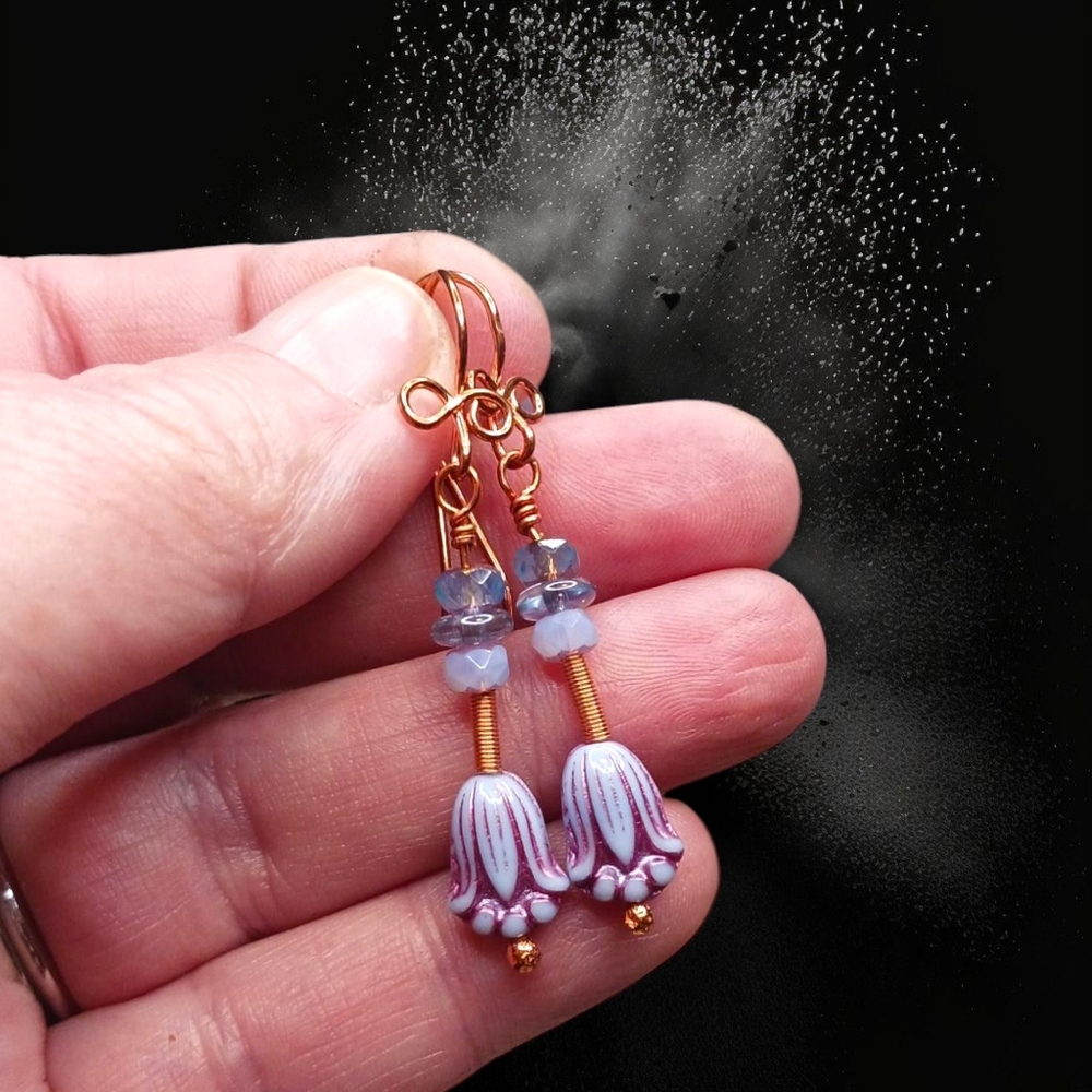 Artisan Czech Glass and Copper Earrings